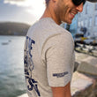 Load image into Gallery viewer, 'Get The Wets In' T Shirt - Grey - navy print