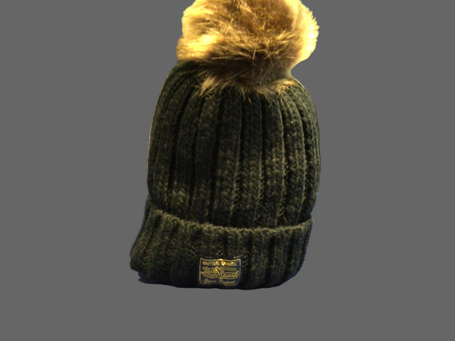 Knitted Faux Fur Pompom - Black Classic Label