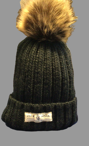 Knitted Faux Fur Pompom - Black white Label