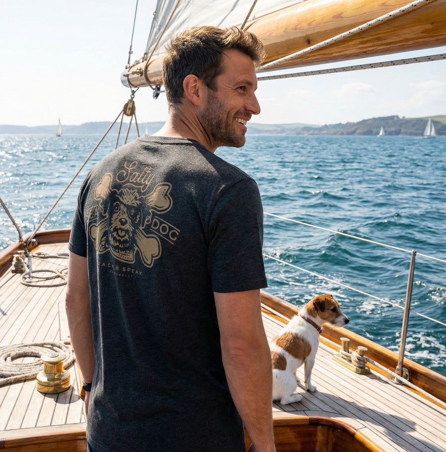 Men's Salty Sea Dog T Shirt - Charcoal