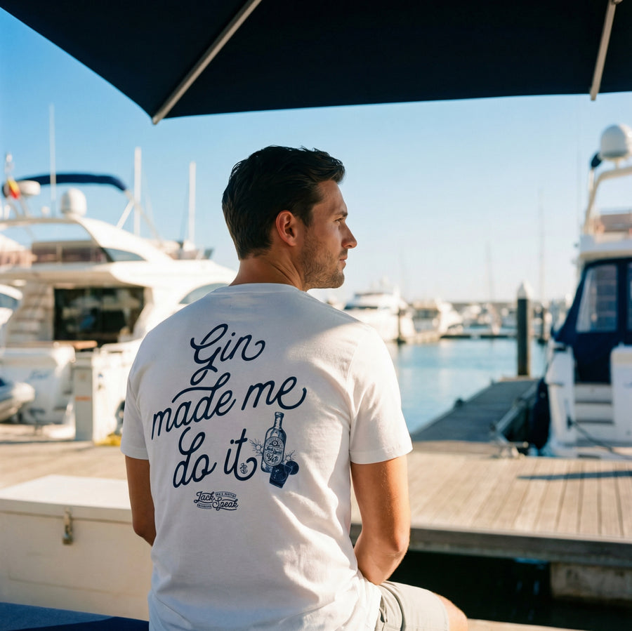 'Gin Made Me Do It' T Shirt - White