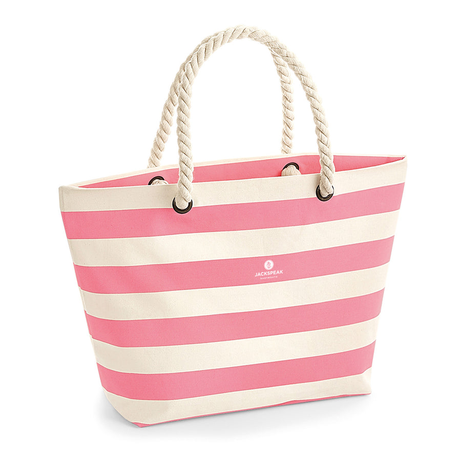 JackSpeak Canvas Beach Bag Striped Pink/Natural