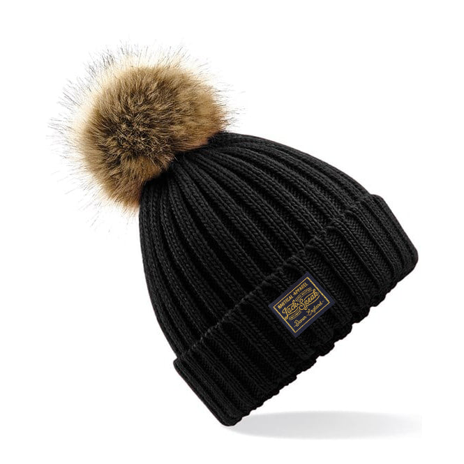 Knitted Faux Fur Pompom - Black Classic Label