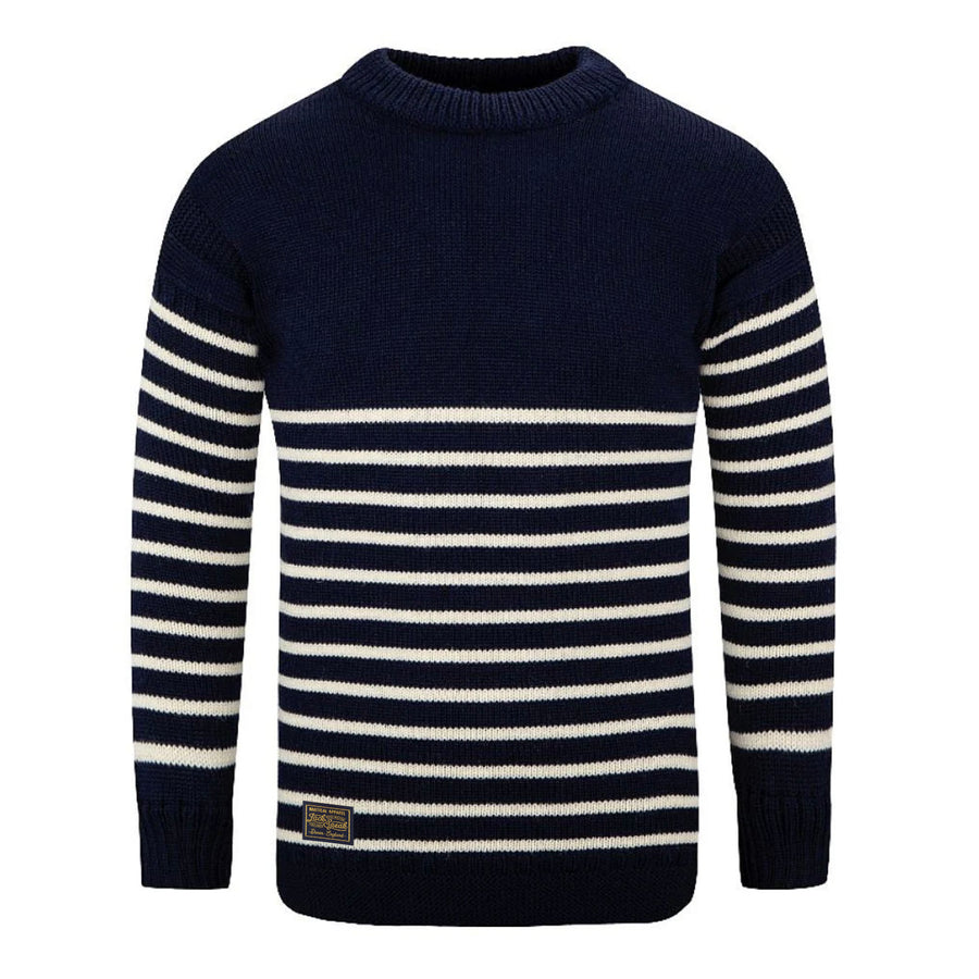 Breton Crew Jumper - Navy & Ecru