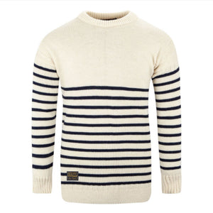 Breton Crew Jumper - Ecru & Navy