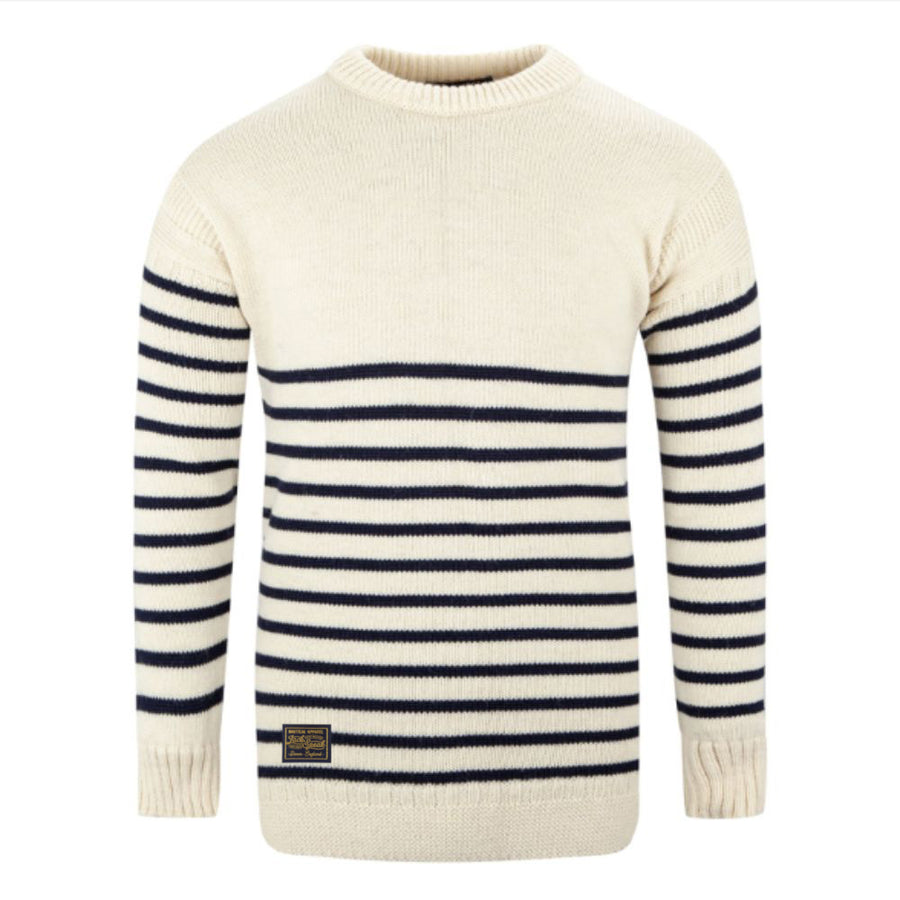 Breton Crew Jumper - Ecru & Navy