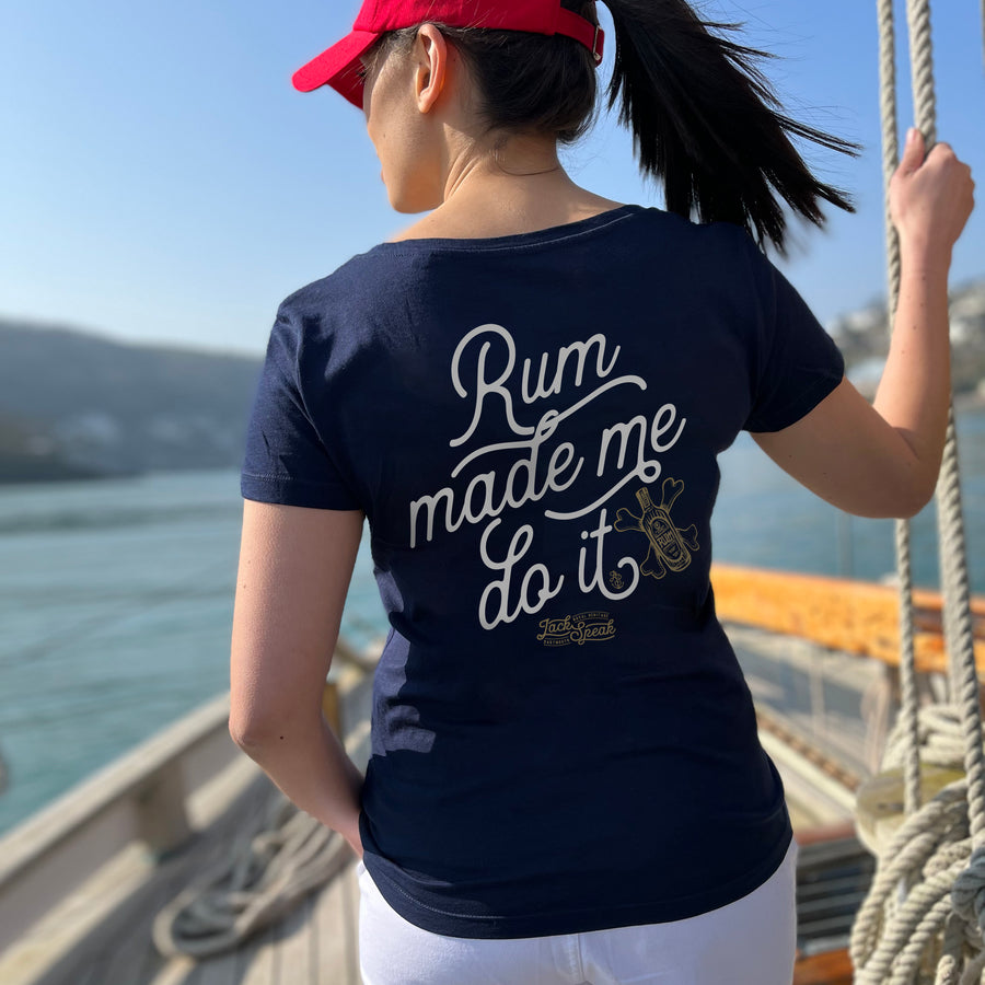 Ladies' 'Rum Made Me Do It' T Shirt - Navy