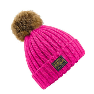 Knitted Faux Fur Pompom - Pink Classic Label