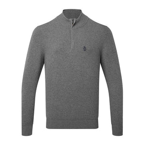 Men’s Cotton Blended Quarter Zip Jumper Charcoal