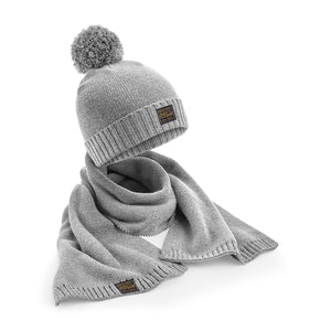 Ladies Grey Scarf & Pom Pom Gift Set