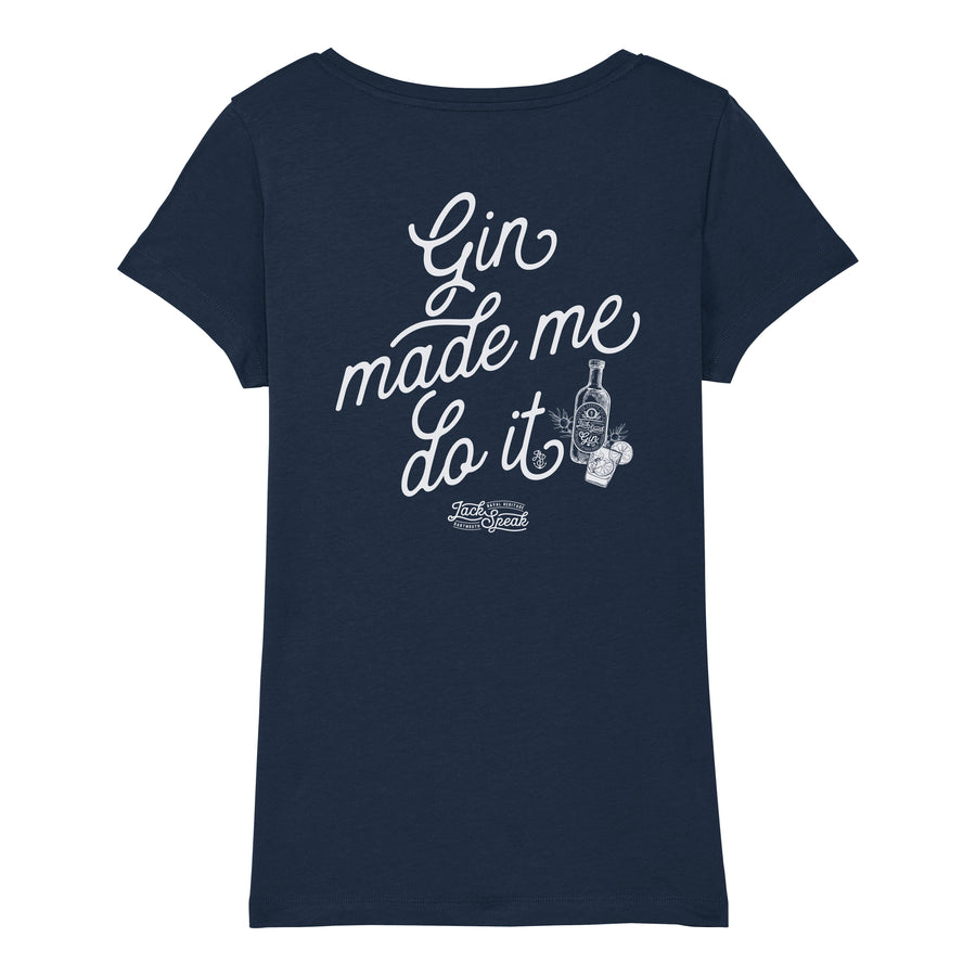 Ladies' 'Gin Made Me Do It' T Shirt - Navy