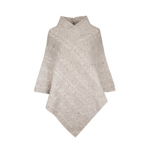 Ladies 100% Wool JackSpeak Poncho - Charcoal & Oatmeal