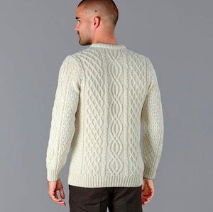 100% British Wool Aran Sweater - Ecru