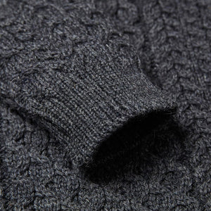 100% British Wool Aran Sweater - Denim Blue