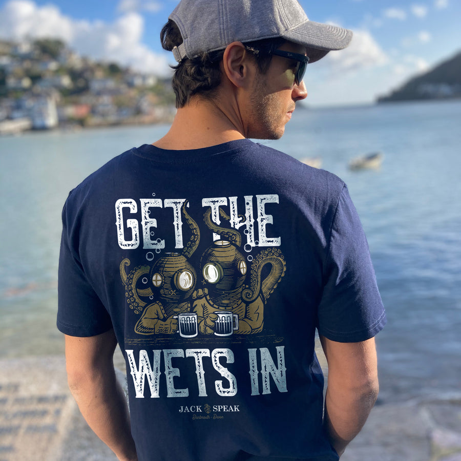 'Get The Wets In' T Shirt - Navy NEW