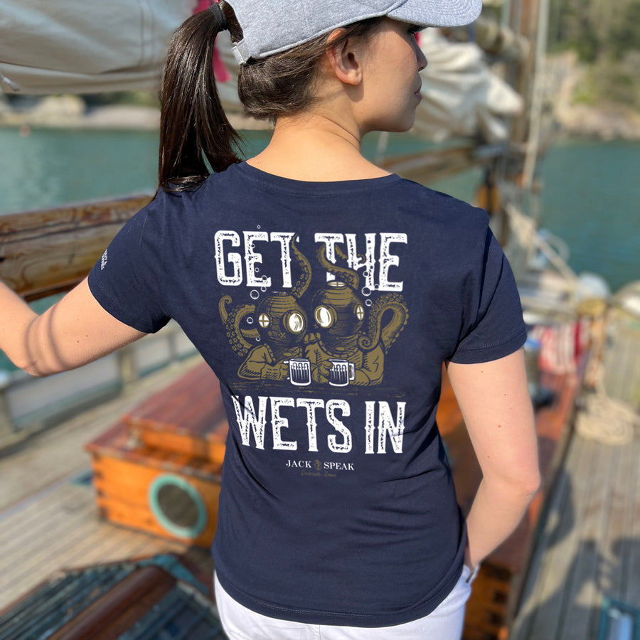 Ladies' 'Get The Wets In' T Shirt - Navy
