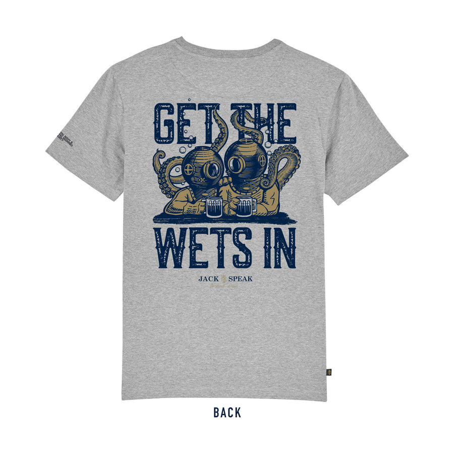 'Get The Wets In' T Shirt - Grey NEW