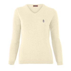 Ladies' Merino V-Neck Sweater - Ecru