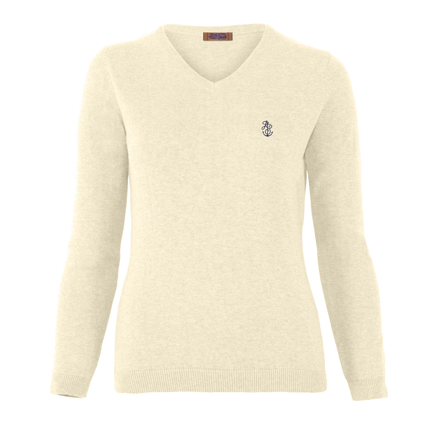Ladies' Merino V-Neck Sweater - Ecru